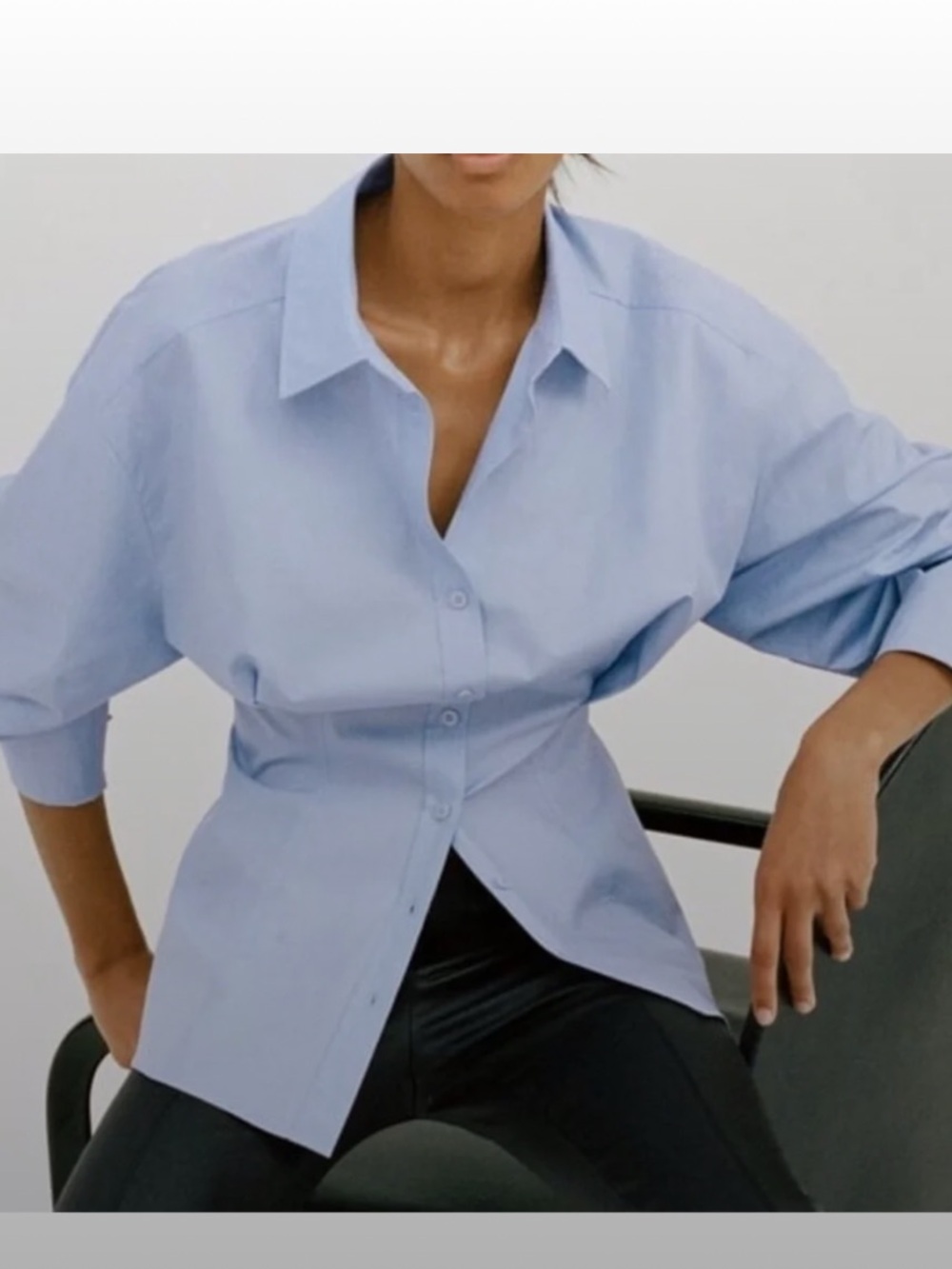 Zara Pale Blue Poplin Dress Shirt